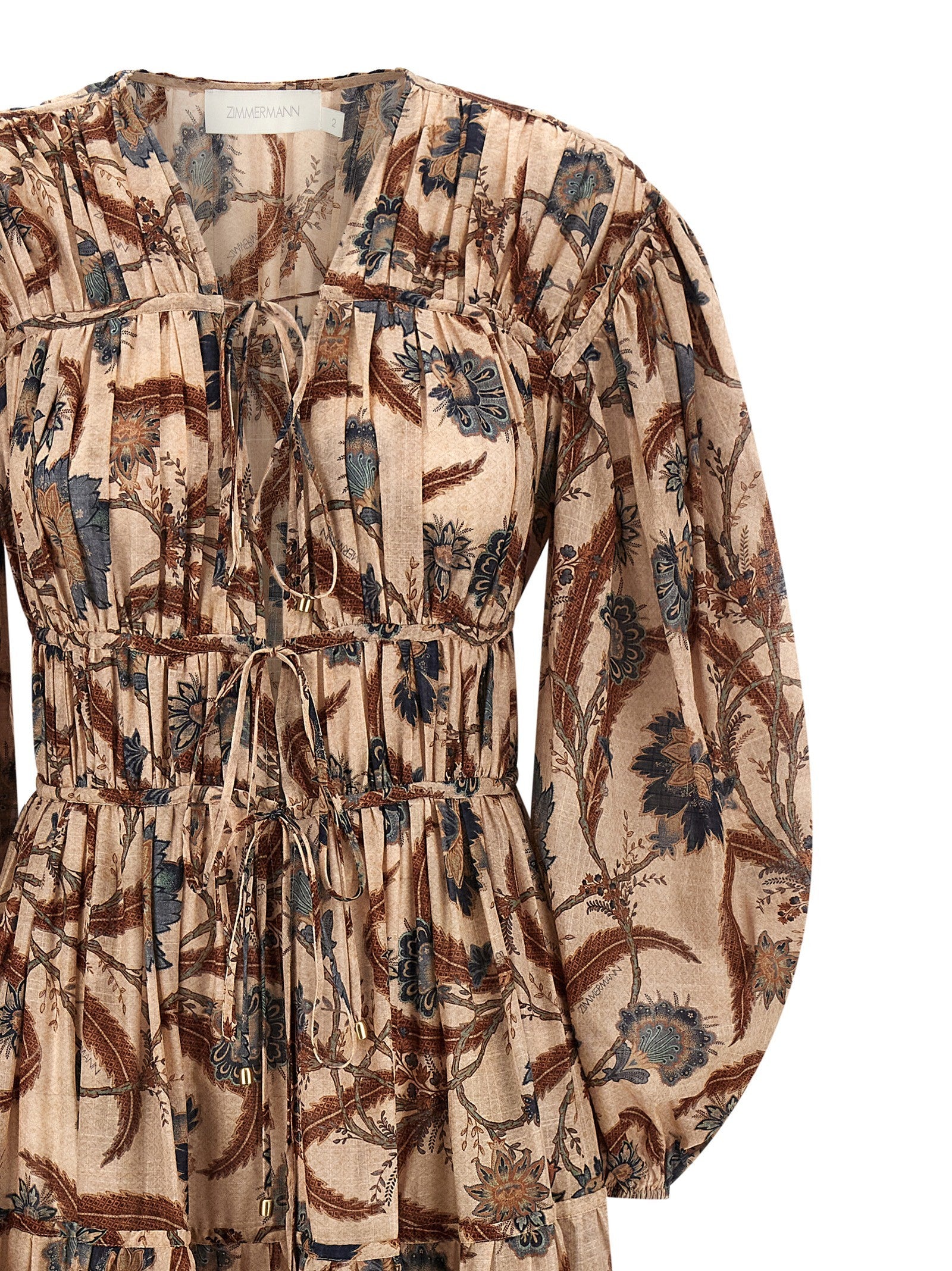 Zimmermann Ascension Tie Billow Maxi Dress Gold