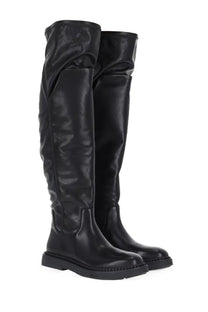 Ash women’s boot maxim black black leather over-the-knee boots with glossy finish and chunky soles