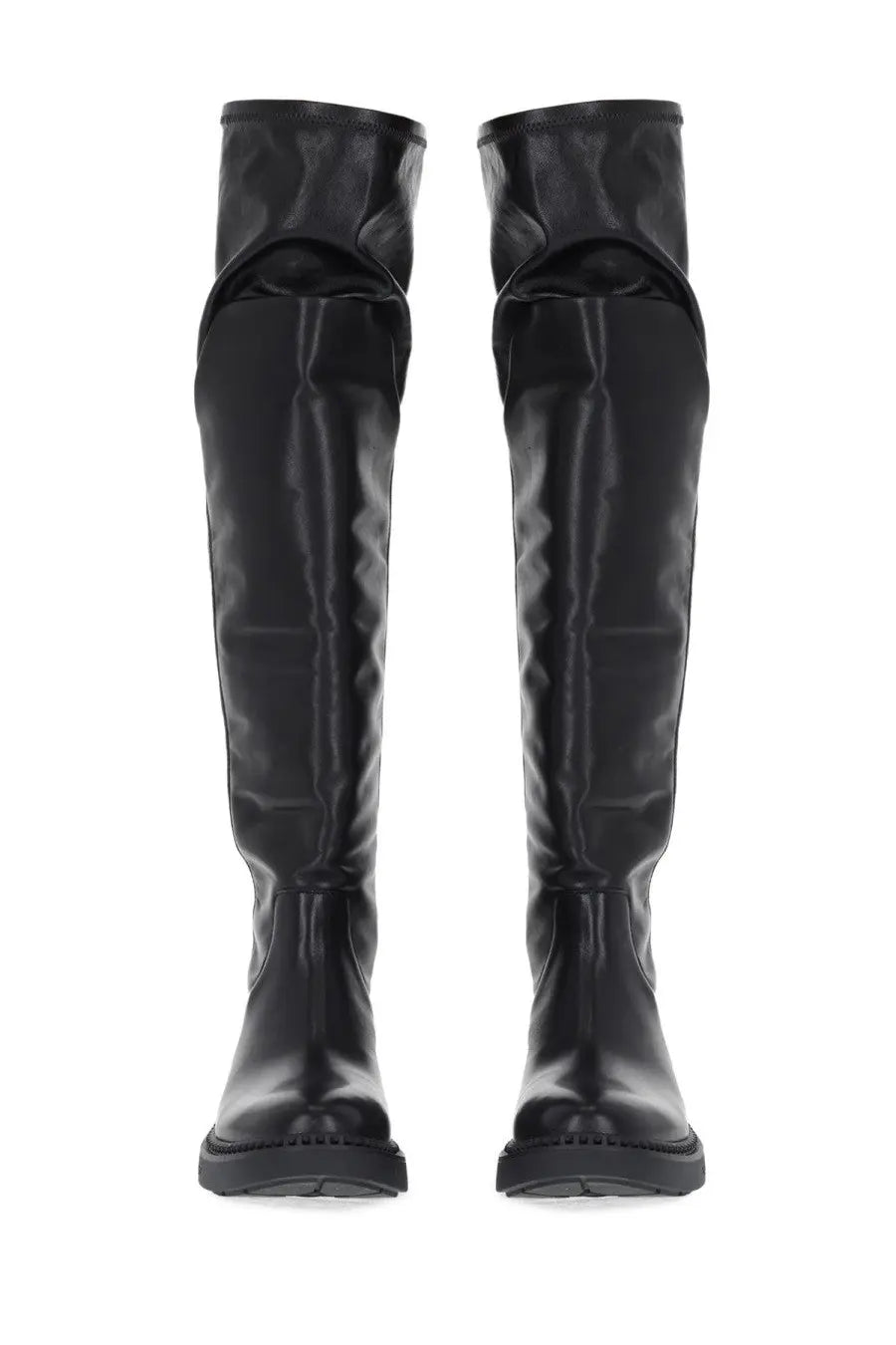 Ash women’s boot maxim black black patent leather over-the-knee boots with glossy finish and reinforced stitching along soles