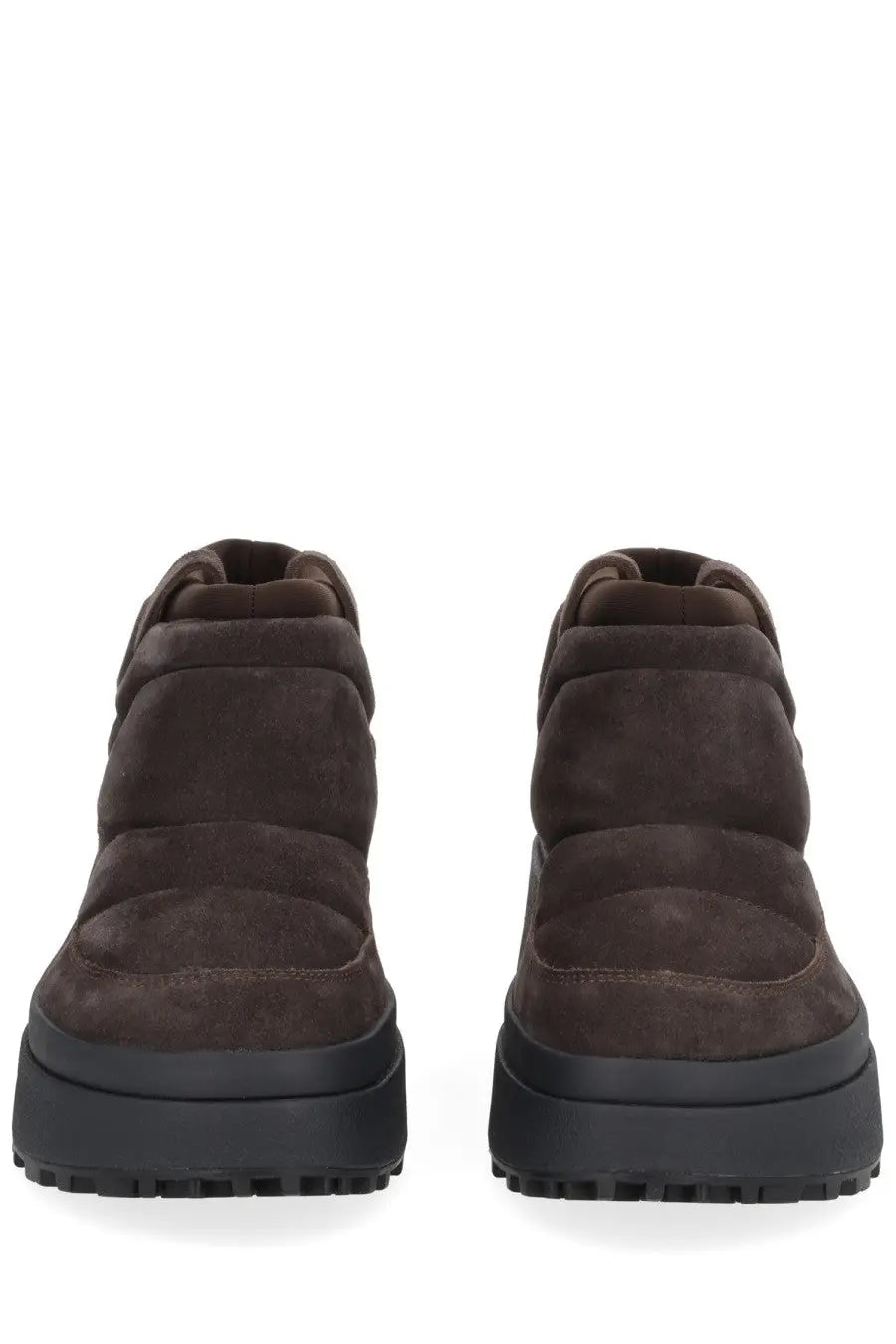 Ash women’s boot Onyx brown brown suede ankle boots with thick black rubber sole and quilted design