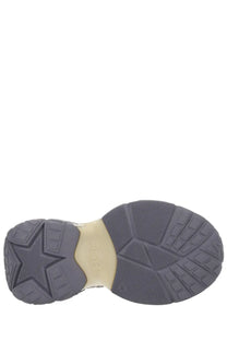 Gray rubber sole with beige midsole and geometric tread pattern on ash women’s dragon sneaker gray with hsd logo