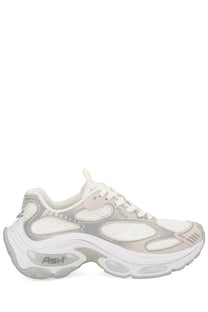 Ash women’s dragon sneaker white featuring white and gray mesh panels with chunky layered design and translucent rubber soles
