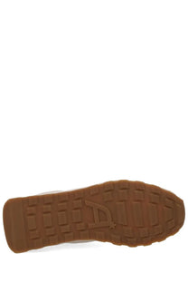 Brown rubber sole with textured grid pattern and embossed logo on ash women’s killbill sneaker beige back side