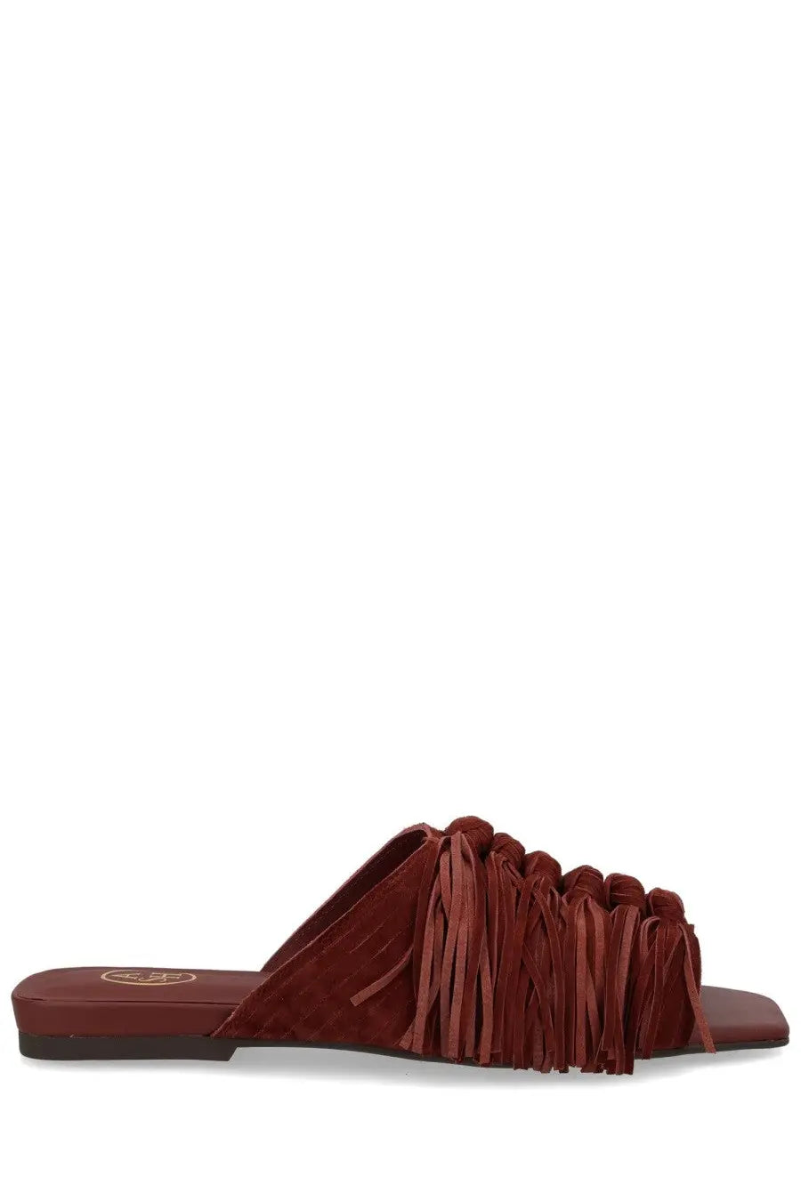 Ash women’s mule brigitte brown burgundy suede slide sandal with fringe detailing for stylish casual wear