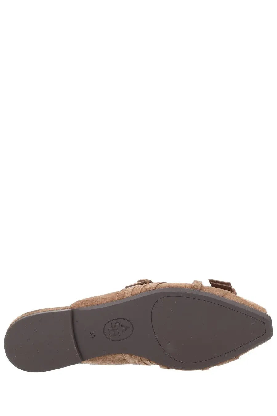 Ash women’s sandalo brigit beige tan suede mule sandal with braided leather straps and pointed toe