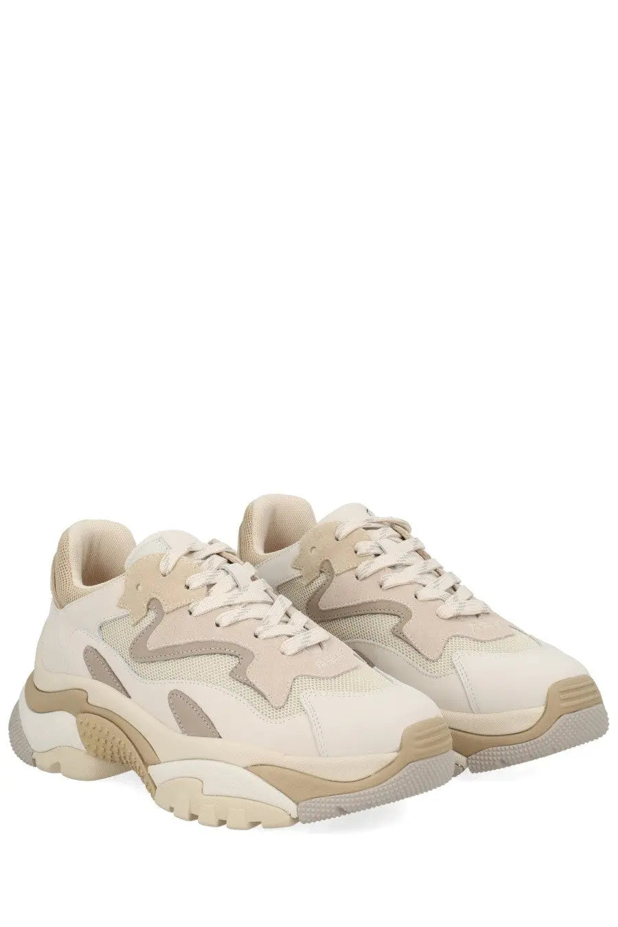 Ash women’s sneaker addict beige chunky sneakers with layered textured design and cream mesh panels