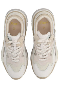 Ash women’s sneaker addict beige cream-colored chunky sneakers with mesh and suede materials white laces gold branding