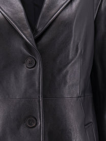 ARMA Women's Asia Leather Trench Coat Black, view 3