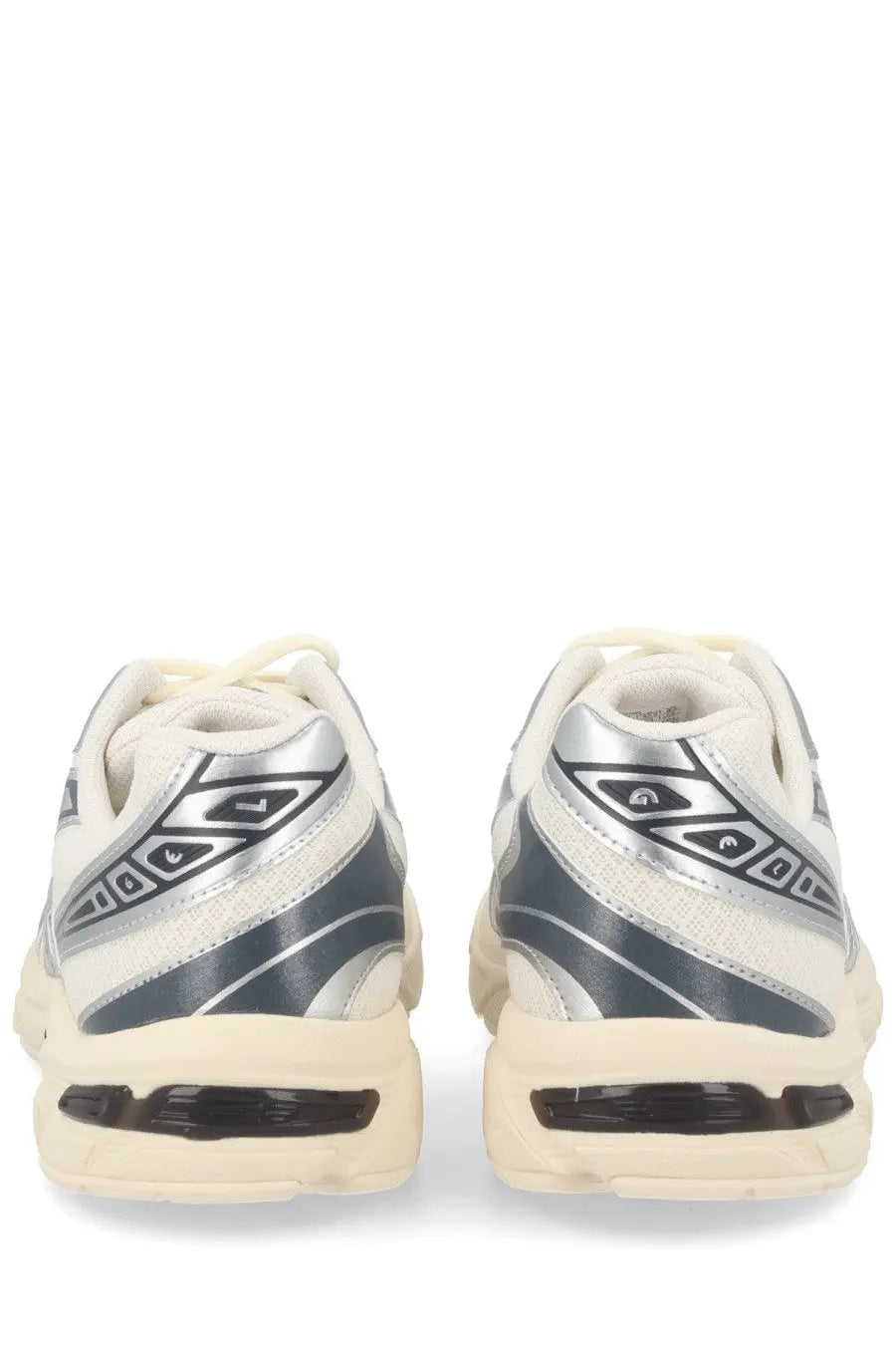 Asics unisex sneaker gel multicolor white and silver athletic shoes with reflective panels and black side accents