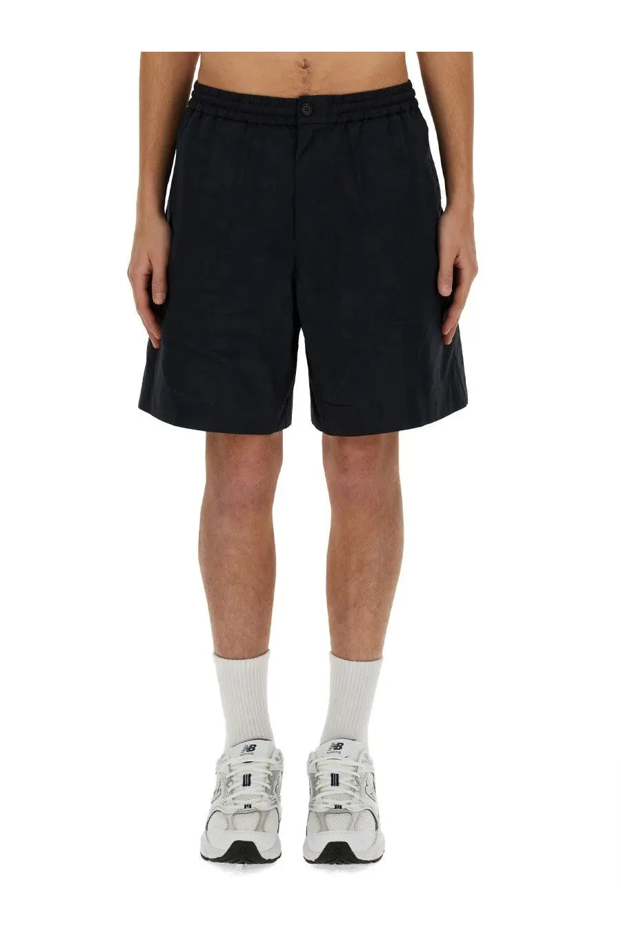 Aspesi men’s bermuda nemo blue black athletic shorts with drawstring waistband and subtle front pockets