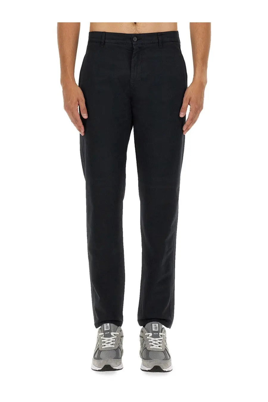 Black chino trousers with straight-leg cut and classic front button closure for men by aspesi
