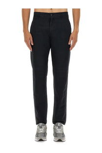 Black chino trousers with straight-leg cut and classic front button closure for men by aspesi