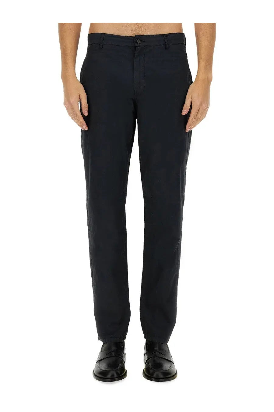 Aspesi men’s chino pants blue in dark navy with a classic straight-leg cut and subtle woven texture