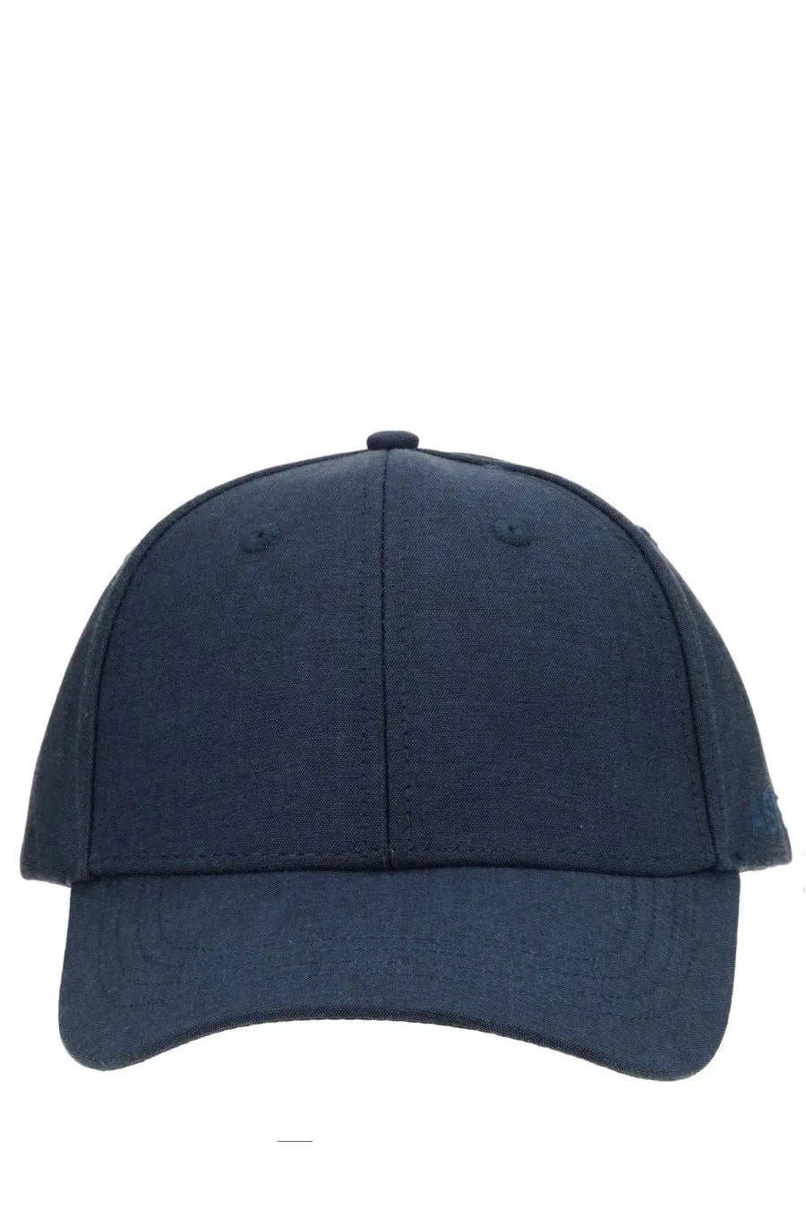 Dark navy blue aspesi men’s cotton baseball cap with structured six-panel design and stitched seams