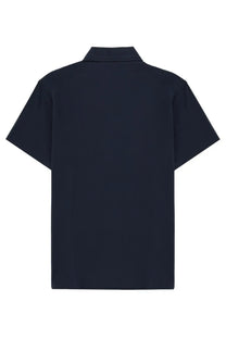 Navy blue short-sleeved cotton polo shirt with classic collar from Aspesi for men with smooth fabric finish
