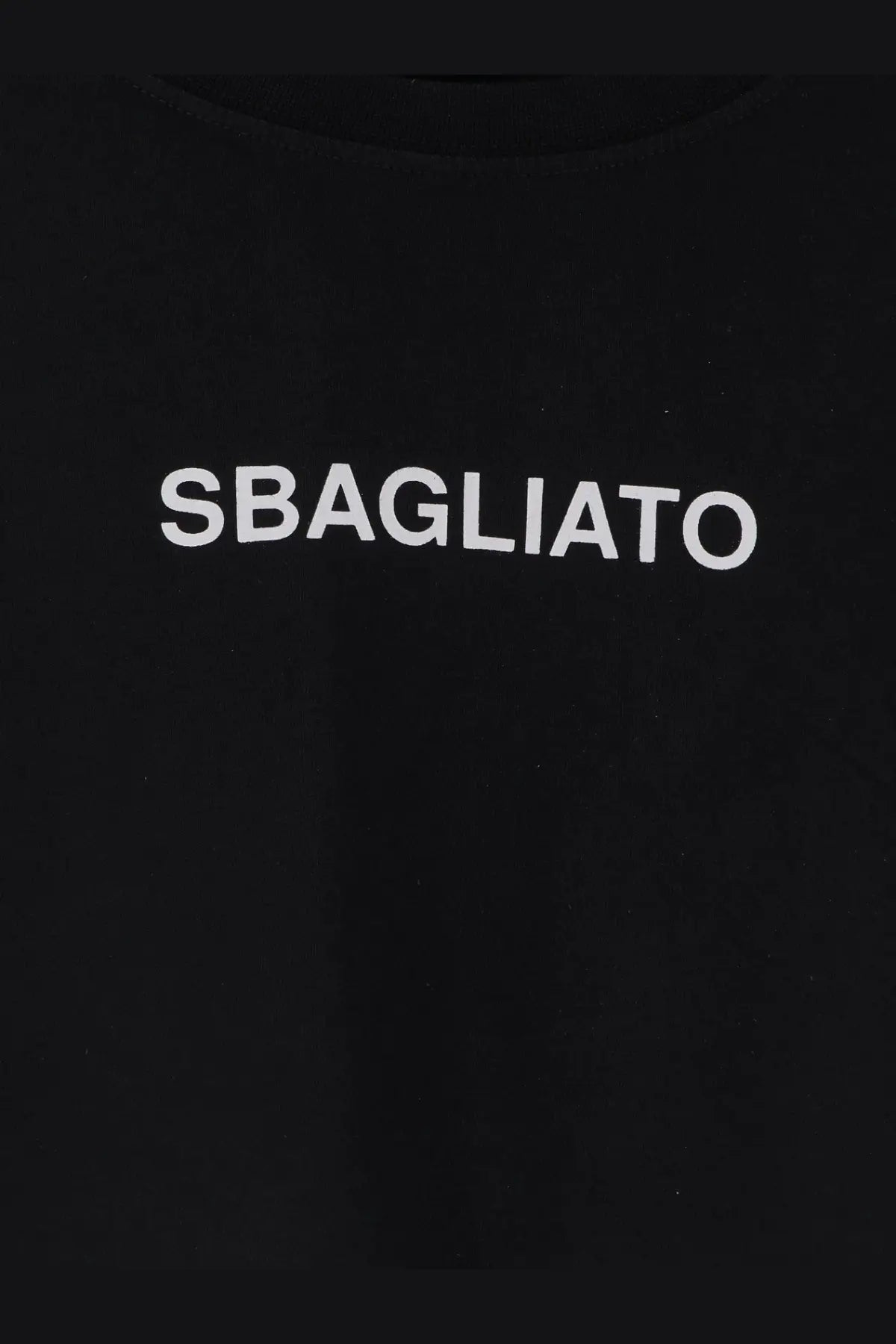 Aspesi men’s black cotton t-shirt featuring bold white sbagliato lettering across the chest