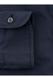 Aspesi men’s blue cotton shirt cuff in dark navy with a silver-toned button detail