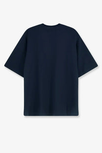 Aspesi men’s dark navy blue oversized cotton t-shirt with a relaxed fit and short sleeves