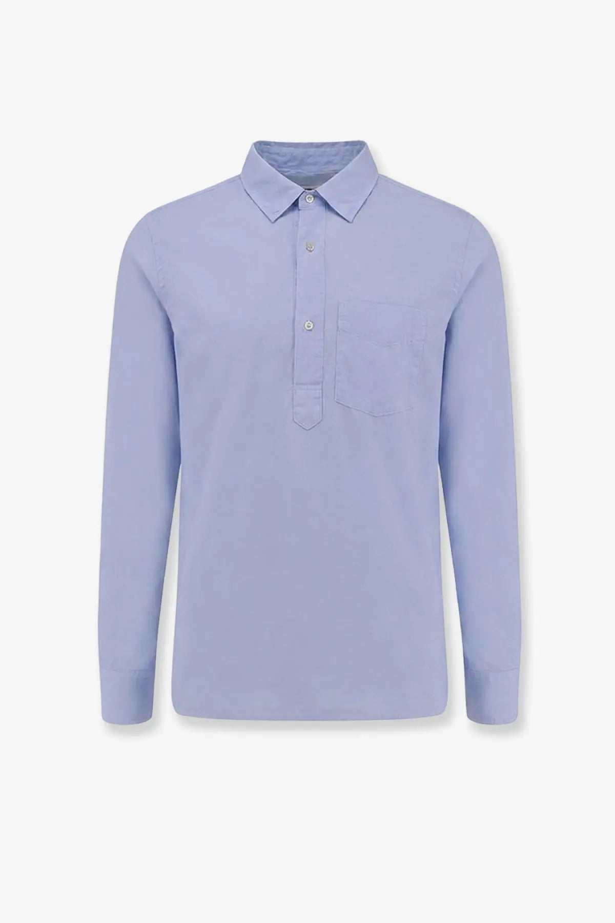 Aspesi men’s light blue cotton shirt with long sleeves classic collar and single chest pocket