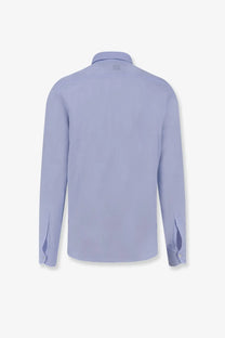 Aspesi men’s cotton dress shirt in light blue with subtle texture and neatly finished long sleeves and cuffs