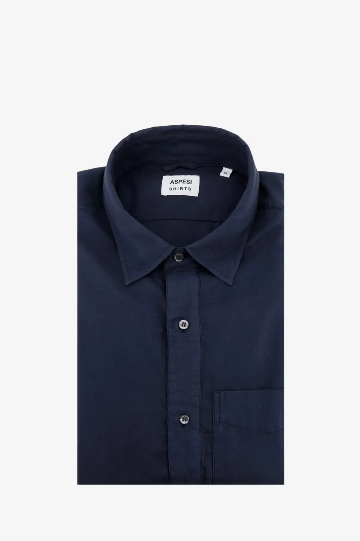 Aspesi men’s cotton shirt in navy blue with a classic collar and button-down front for formal wear