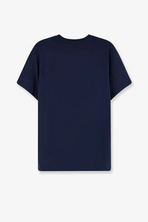 Navy blue short-sleeved Aspesi men cotton shirt front view casual wear summer style