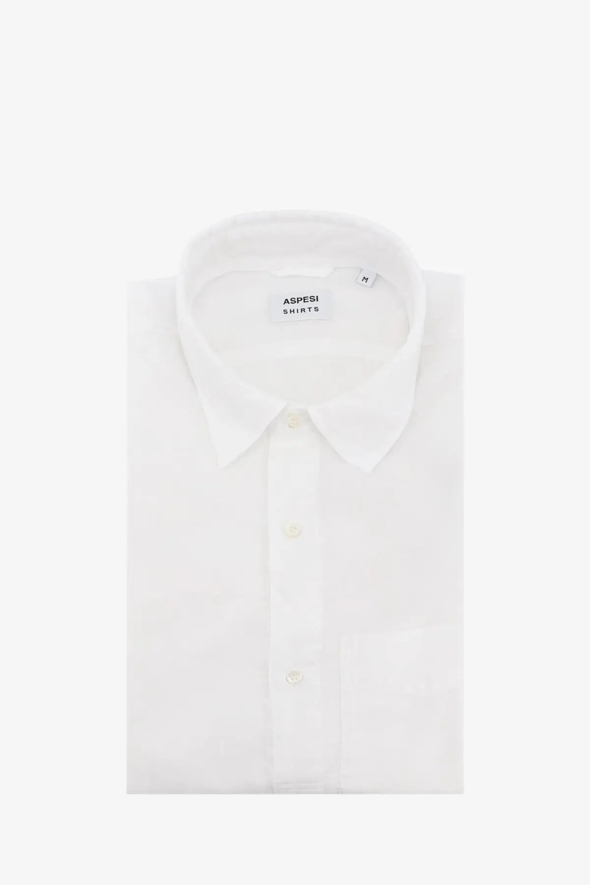 Aspesi men’s white cotton shirt with button-down front collar and neatly folded sleeves