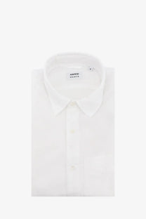 Aspesi men’s white cotton shirt with button-down collar and neatly folded sleeves for a classic look