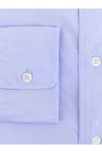 Aspesi men’s fred cotton shirt blue light blue button-down with crisp fabric and white buttons