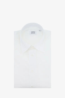 A crisp white aspesi men’s fred cotton shirt with classic collar and button-down front in cotton material