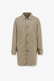 Aspesi men’s lemon raincoat beige trench coat with classic collar button closures and adjustable cuffs