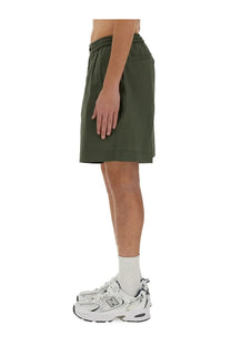 Aspesi men’s nemo bermuda green olive green cotton shorts with elastic waistband and side pockets