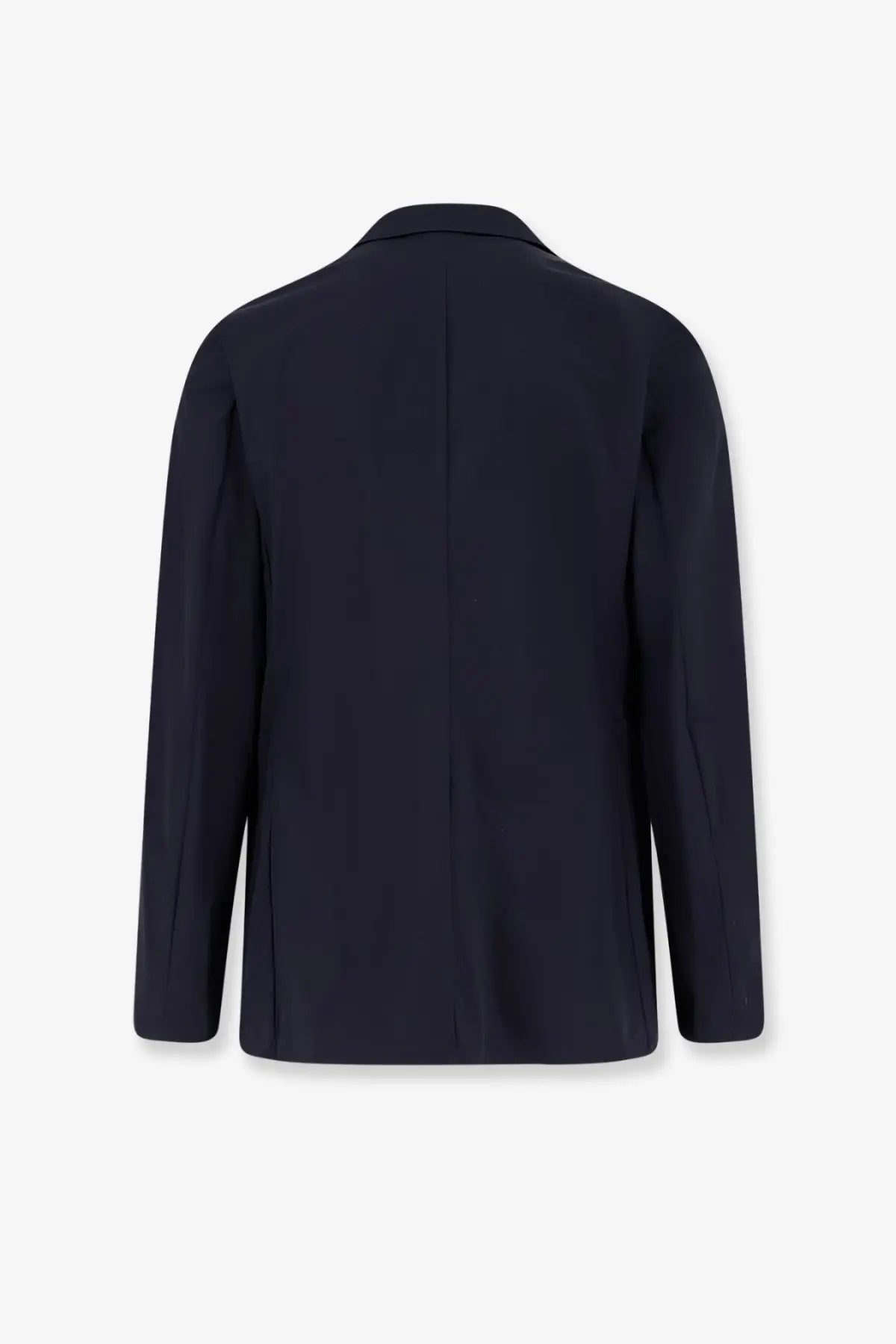 Navy blue tailored ASPESI men’s paperino stretch nylon blazer with a sleek structured silhouette and subtle seam detailing