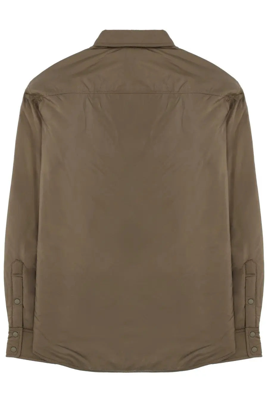 Aspesi men’s plus shirt green tan long-sleeved button-up with structured collar and subtle seam detailing