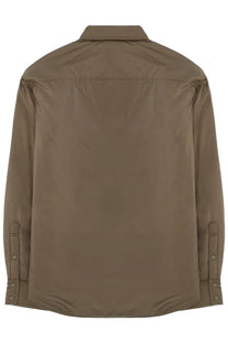 Aspesi men’s plus shirt green tan long-sleeved button-up with structured collar and subtle seam detailing
