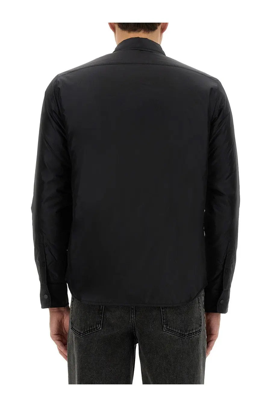 Aspesi men’s reshirt jacket black sleek long-sleeved with structured collar and subtle seam detailing