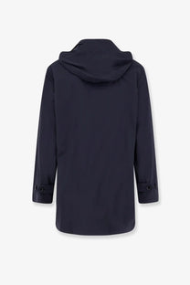 Aspesi men’s stadio hooded waterproof jacket in dark navy with sleek modern design and subtle button cuffs