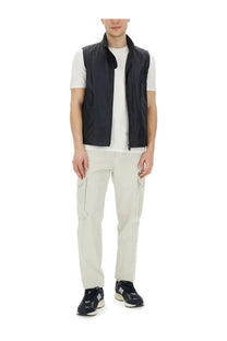 Aspesi men’s black nylon sleeveless vest with stand-up collar and front zipper for versatile layering