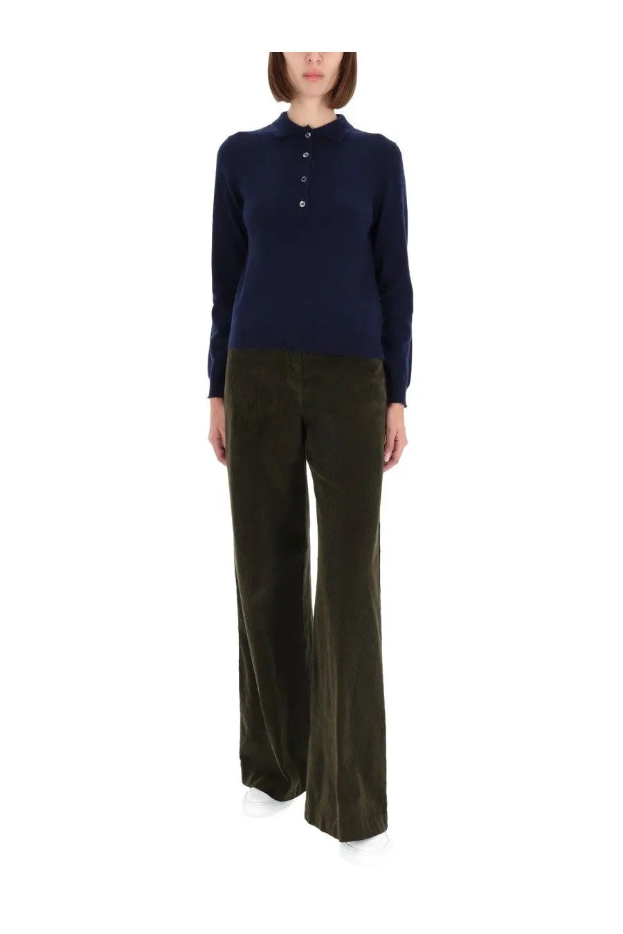 ASPESI Women's Cashmere Polo Shirt Blue, view 2
