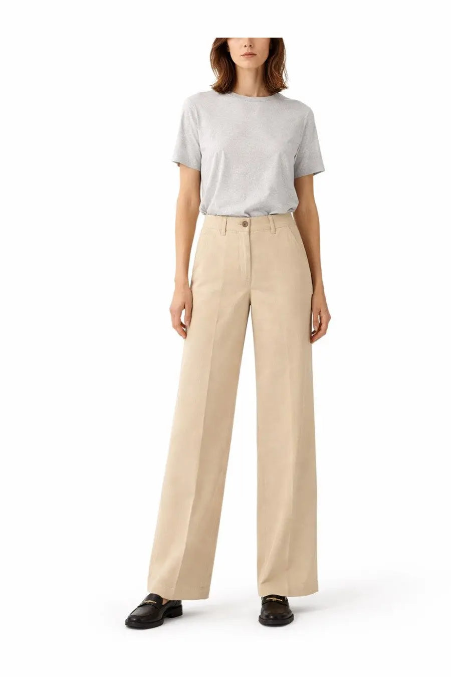 ASPESI Women's Cotton and Linen Tailored Pants Beige, view 2