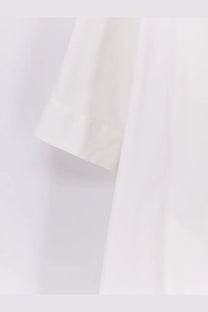 Aspesi women’s cotton long dress white featuring a crisp white cotton t-shirt sleeve with a neatly folded cuff