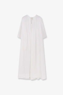Aspesi women’s cotton long dress in white with a flowing, loose minimalist design and short sleeves