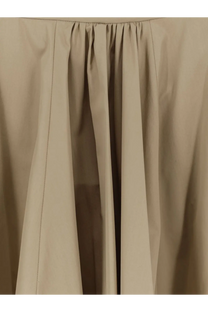 Beige pleated cotton long skirt by aspesi with smooth structured fabric in coloniale style