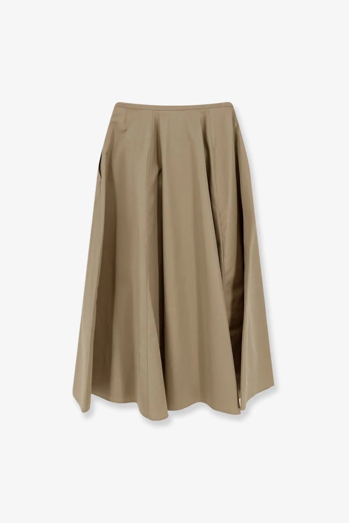 Aspesi women’s cotton long skirt coloniale in soft beige with vertical pleats and side slits for easy movement
