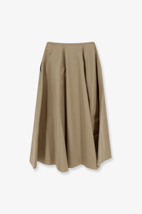 Aspesi women’s cotton long skirt coloniale in soft beige with vertical pleats and side slits for easy movement