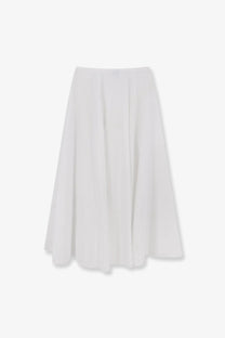 Aspesi women’s white cotton long skirt with a flowing pleated design and a-line silhouette in lightweight fabric