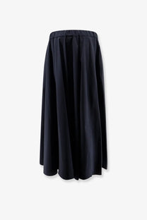 Black high-waisted midi skirt with smooth flowing fabric and elastic waistband in aspesi womens cotton skirt blue style