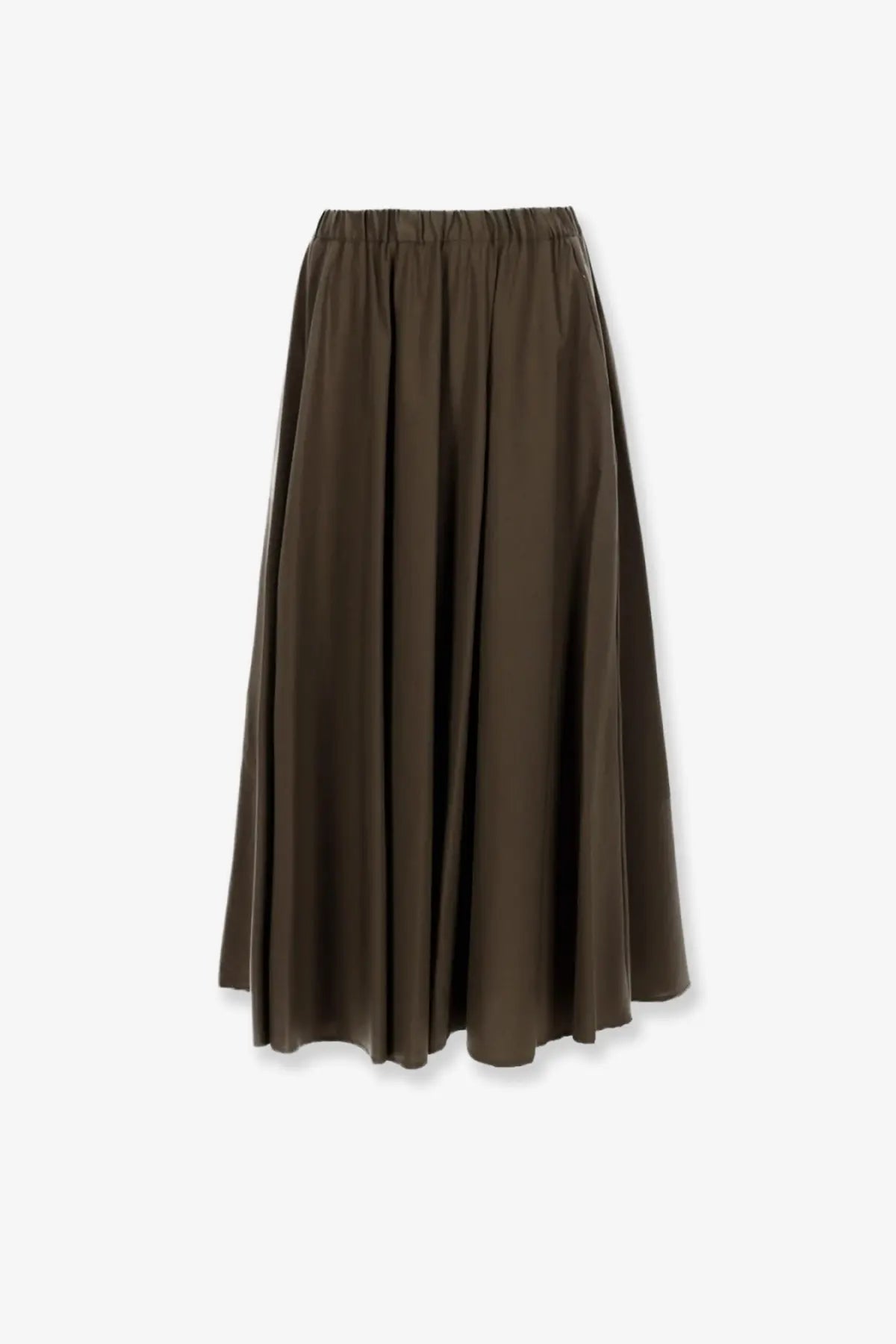 Aspesi women’s olive green cotton midi skirt with soft flowing fabric and elastic waistband