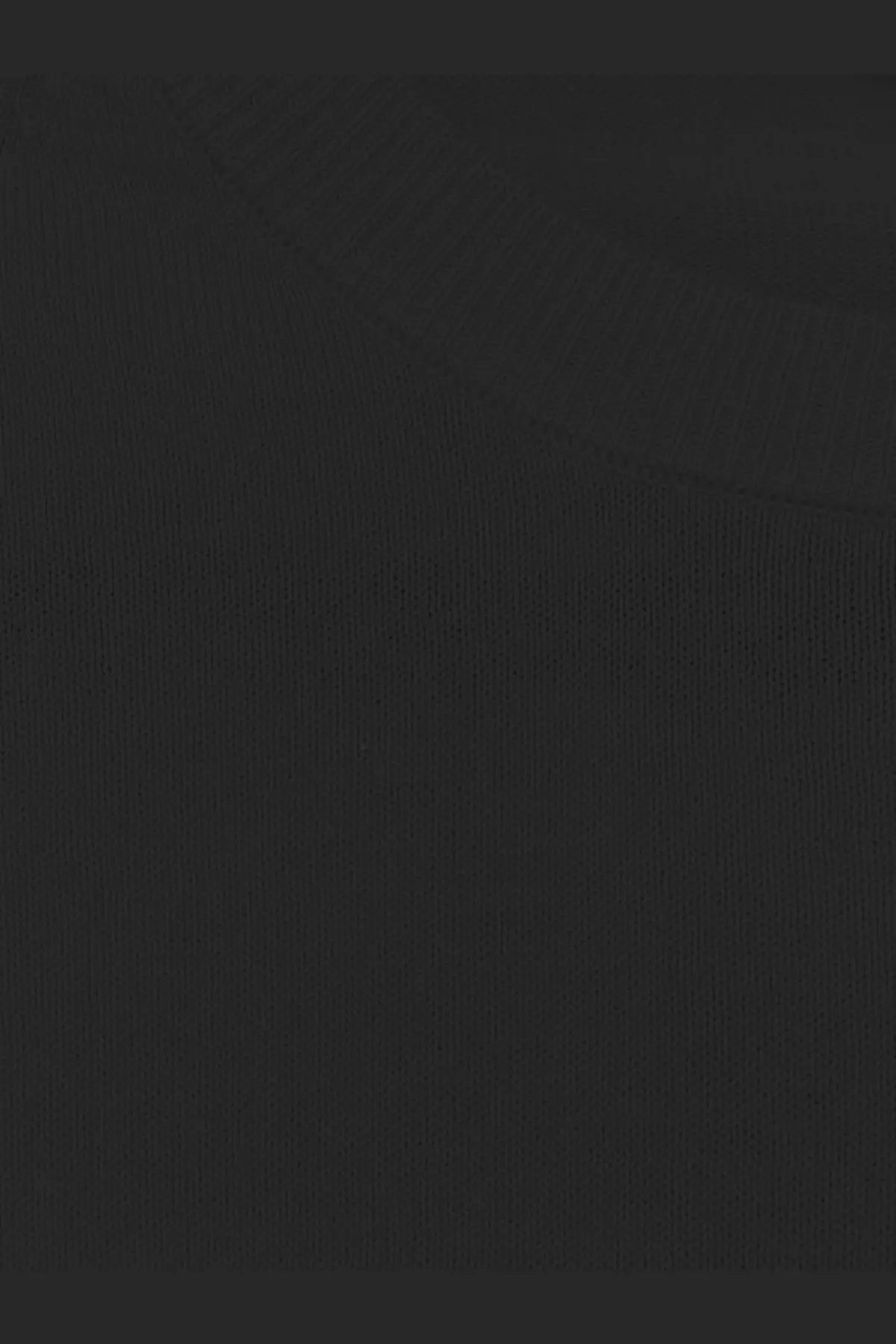 Aspesi women’s black cotton sweater showing textured surface with subtle vertical striations on the back side