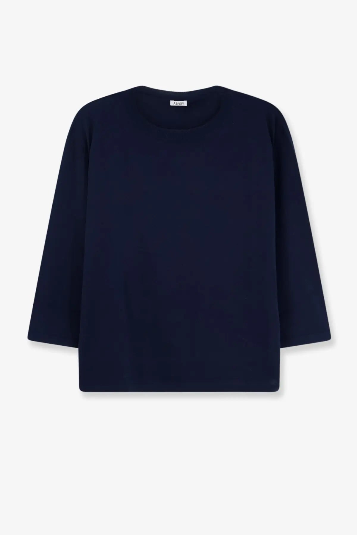 A navy blue oversized cotton sweater for women by Aspesi with long sleeves and a soft smooth fabric design